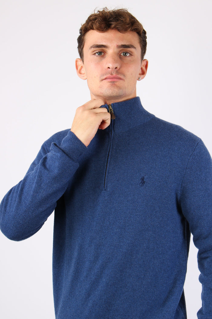 Pullover Mezza Zip Lana Rustic Navy-6