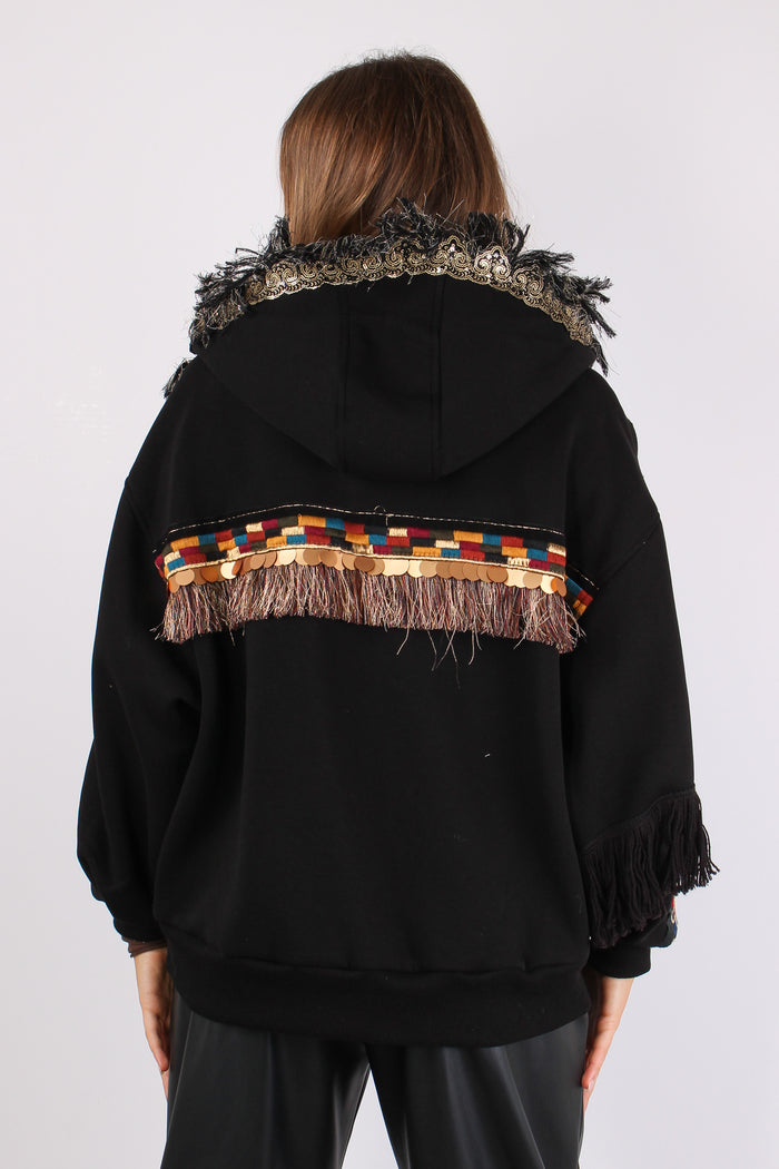 Felpa Zip Passamanneria Intern Nero-8