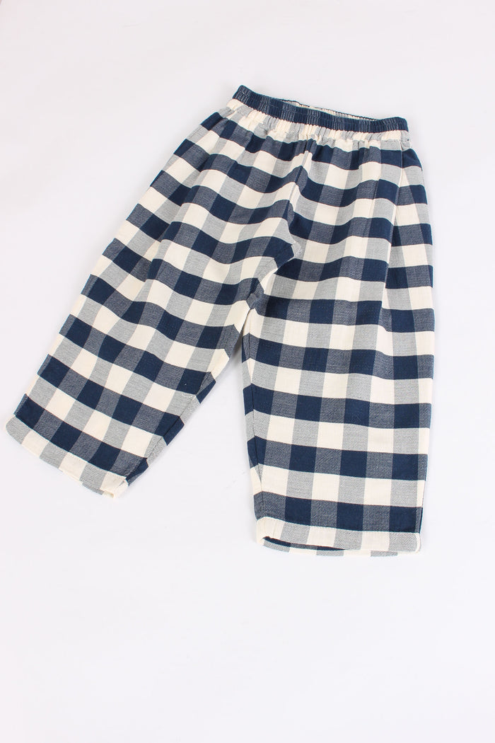 Pantalone Ampio Quadro Navy/ivory-3