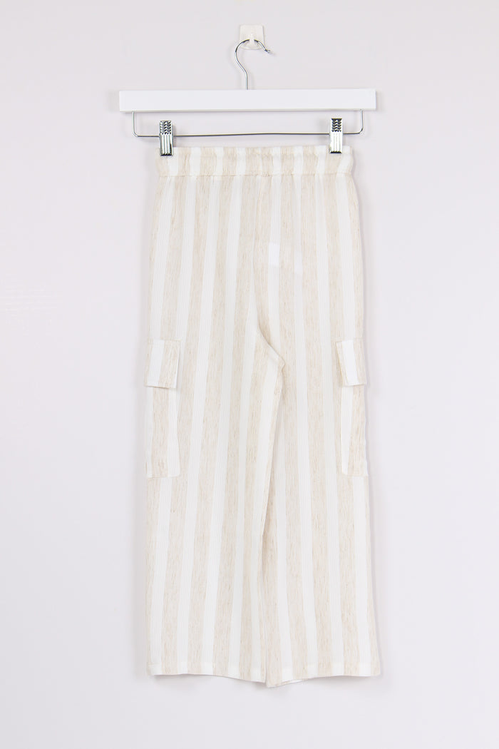 Pantalone Cargo Lino Latte/beige-2