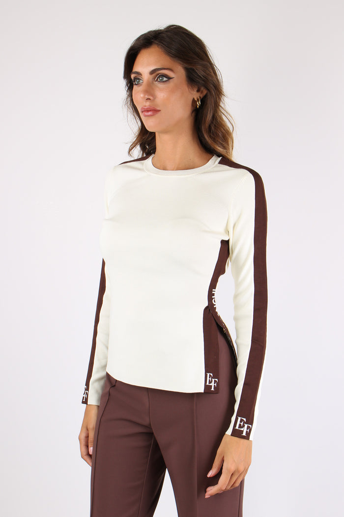 Maglia Tricot Spacchi Milk/coffee-3
