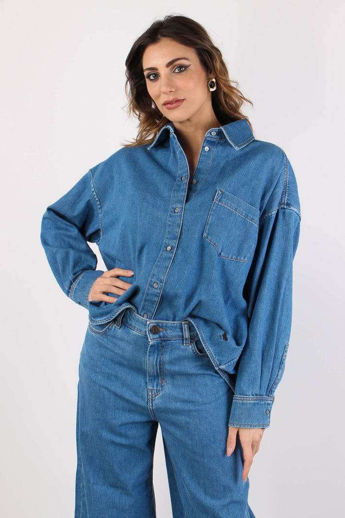 Wkdfoggia Camicia Over Denim Indaco Medio-3