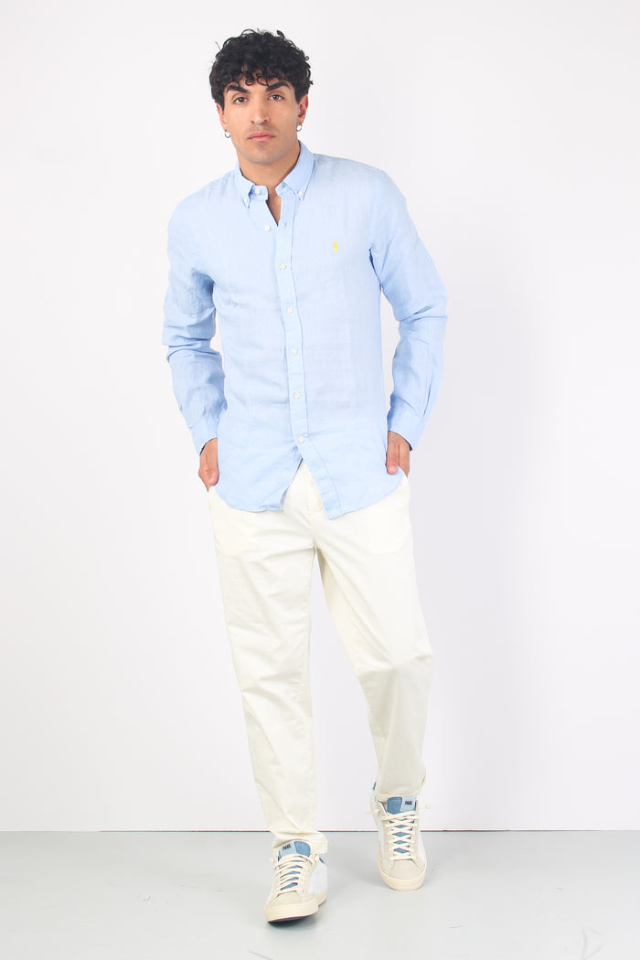 Camicia Lino Slim Fit Blue-4
