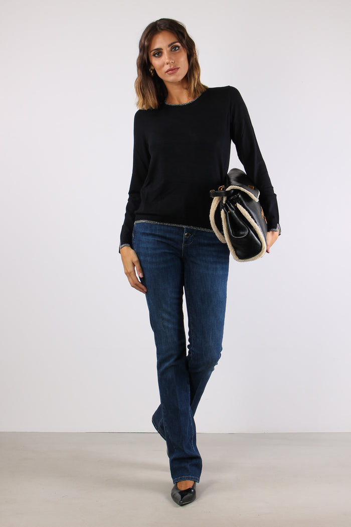 Maglia Gircollo Viscosa Lurex Nero-3