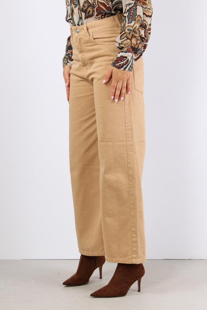 Pantalone Gamba Larga Maxi Tas Miele-3