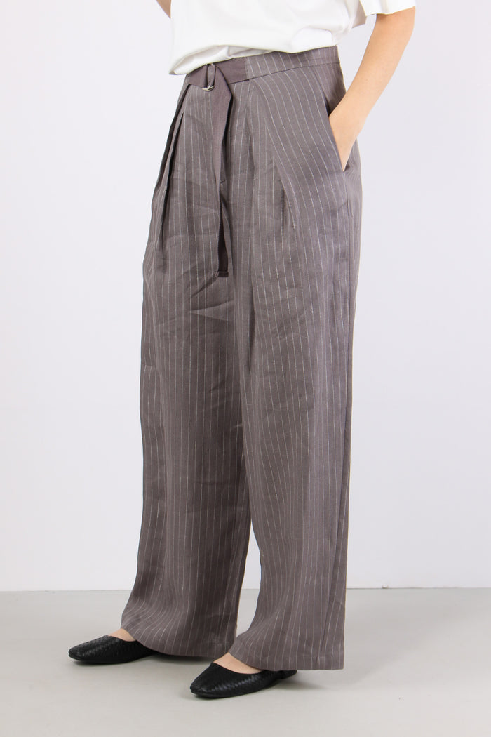 Pantalone Lino Gessato Grigio-3