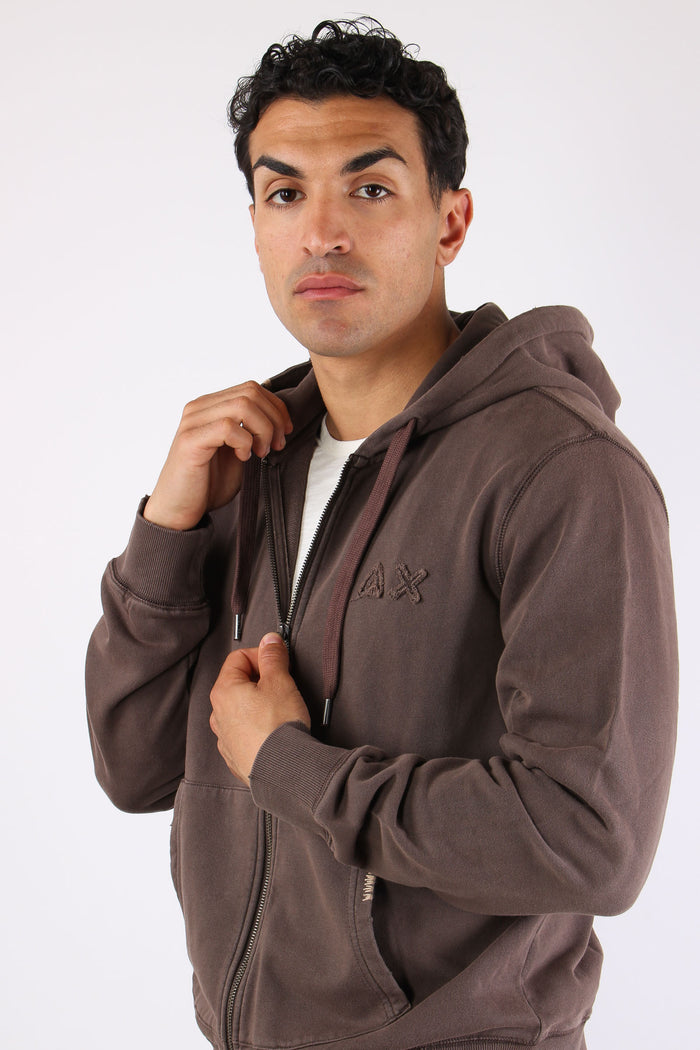 Felpa Full Zip Delavee Marrone-7