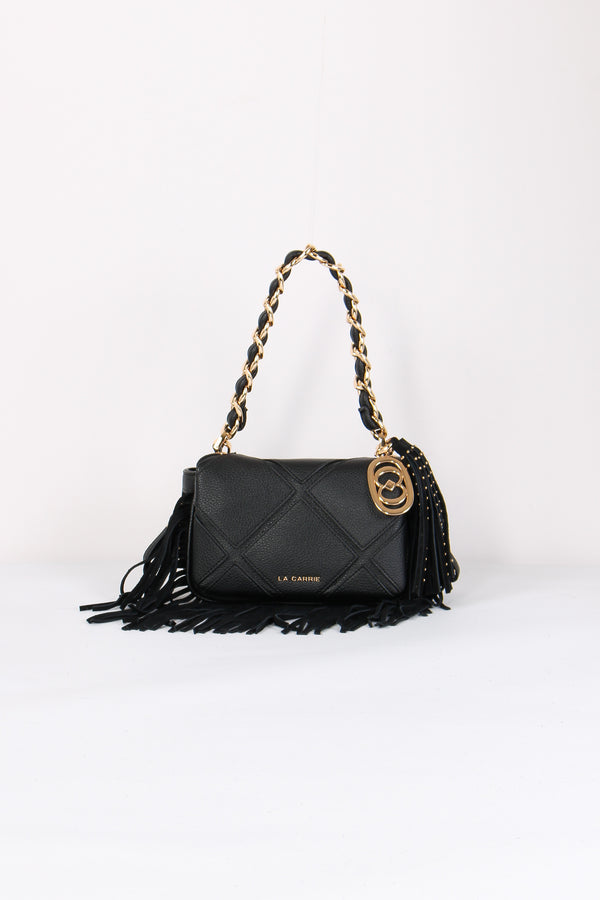 Tracollina Trapunta Frange Black