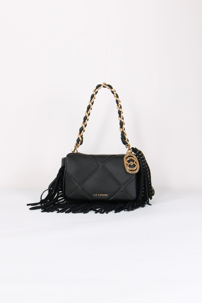 Tracollina Trapunta Frange Black