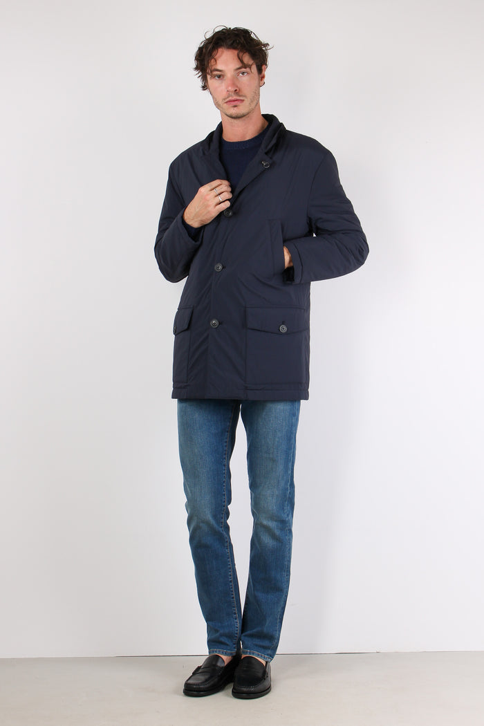 Giubbotto Colletto Velluto Blu