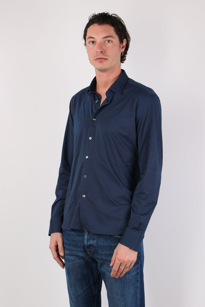 Camicia Tessuto Tecnico Micro Fantasia Dark Blue-7