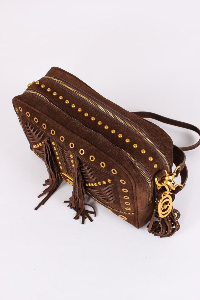 Bauletto Camoscio Frange Dark Brown-4