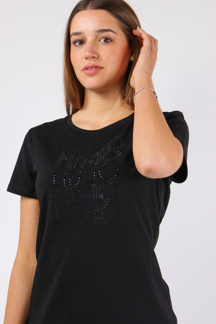 T-shirt Manica Cort Strass Nero/degrade-3