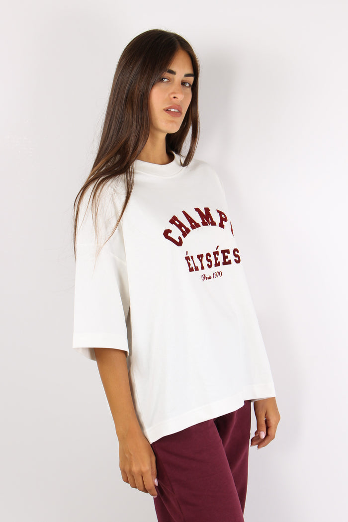 T-shirt Ricamo Flock Champs El Bianco/bordeaux-6