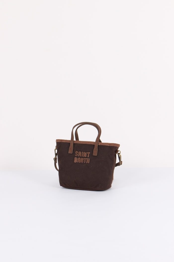 Borsa City Mini Ricamo Logo Brown-2