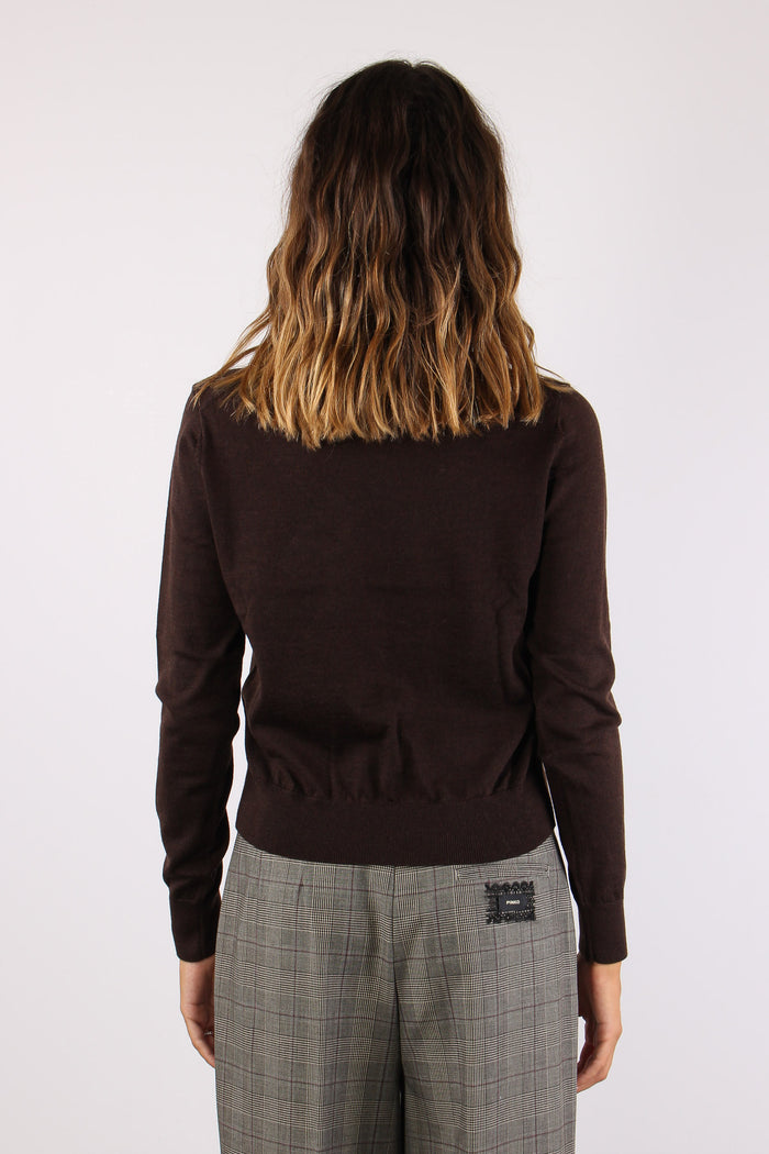 Maglia Girocollo Lana Merinos Chocolate Melange-5