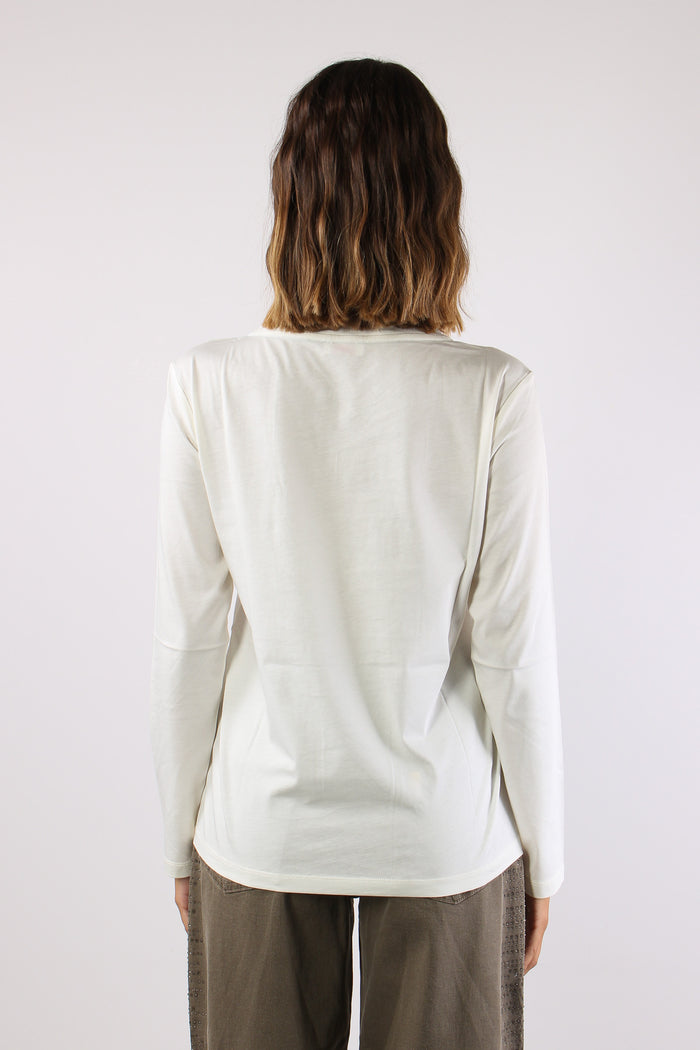 T-shirt M/l Stampa Scritta Bianco Lana/macchia-4