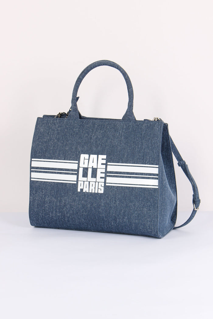 Maxi Tote Banda Logo Blu-2