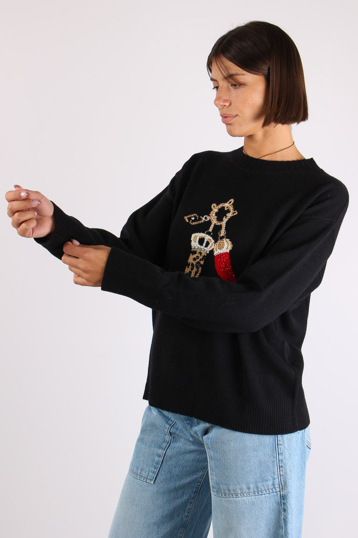 Maglia Corni 100% Lana Lucky Black-3