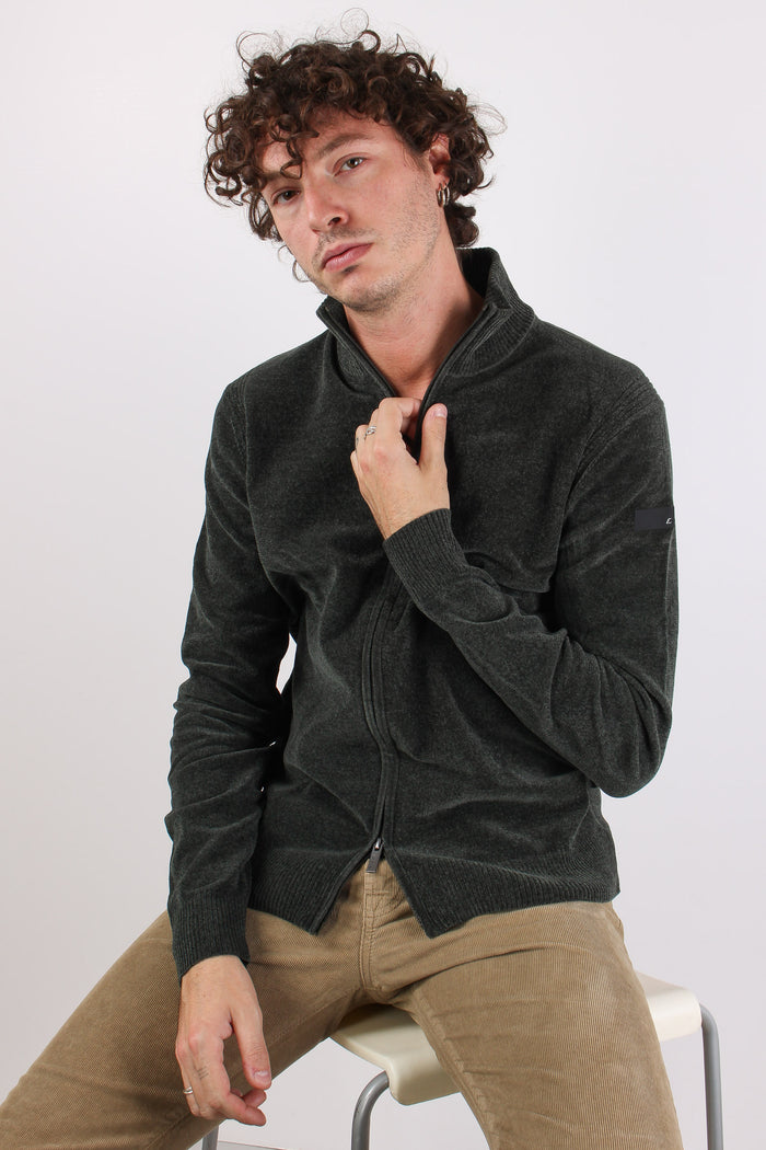 Maglia Zip Velluto Forest Green-4