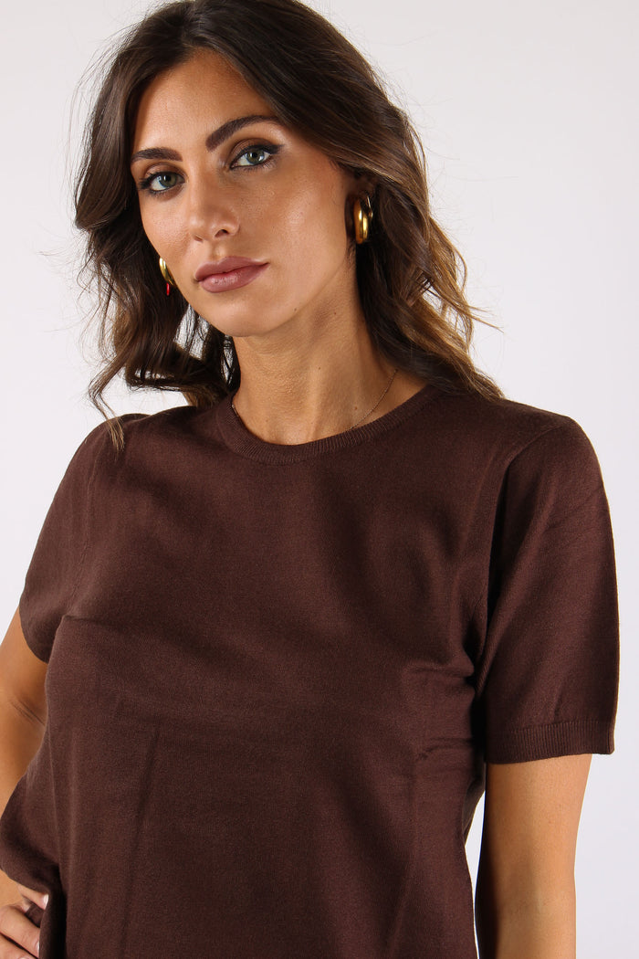 Maglia Girocollo M/m  Viscosa Cacao-7