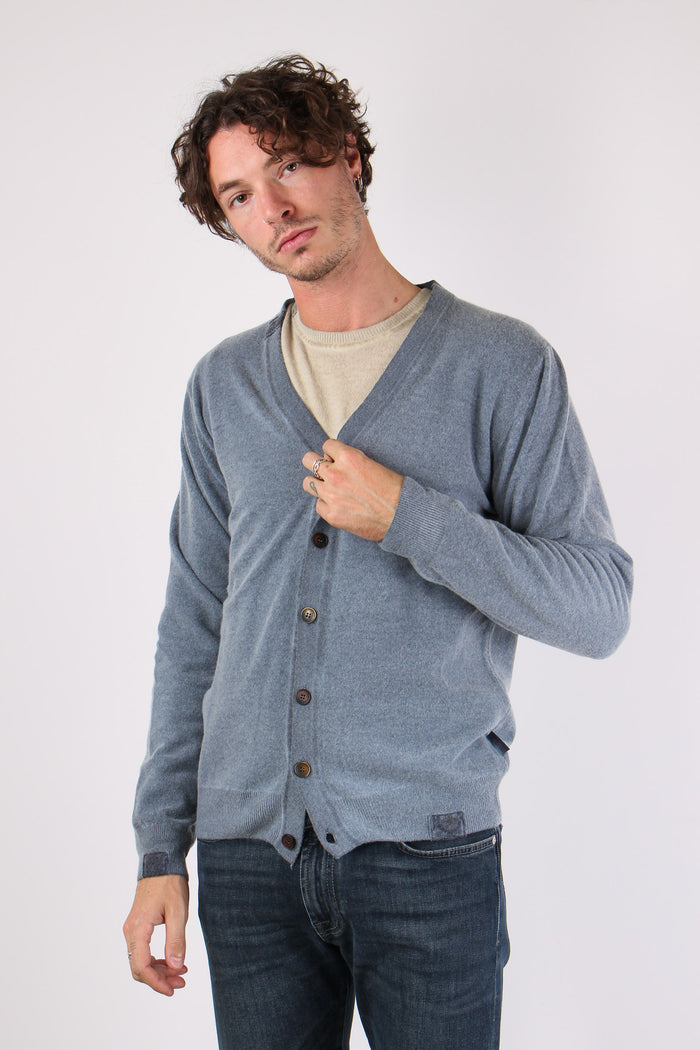 Cardigan Contrasto Fantasia Blu-7