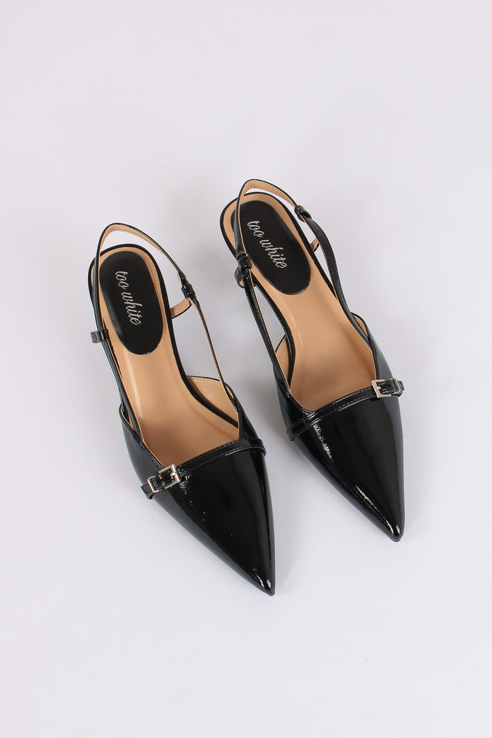 Chanel Tacco Basso Fibbia Nero-5