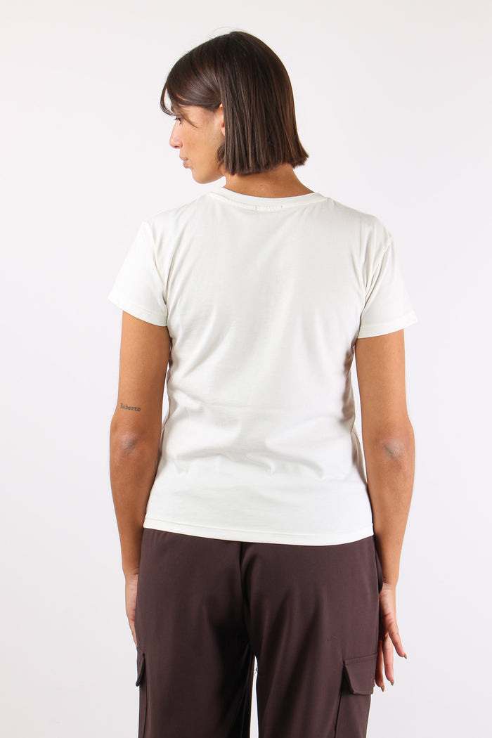 T-shirt Stampa Bassotto Strass Bianco-5