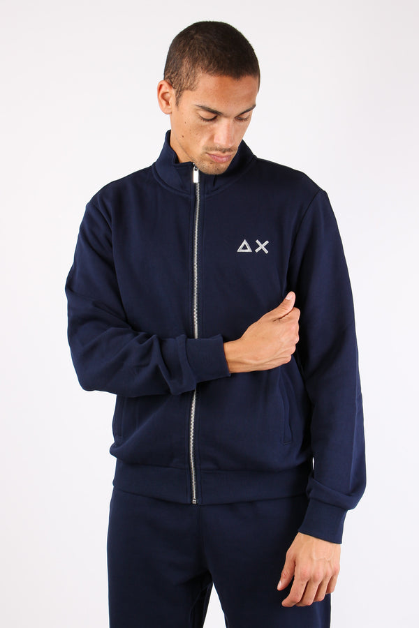 Felpa Collo In Piedi Zip Navy Blue-2