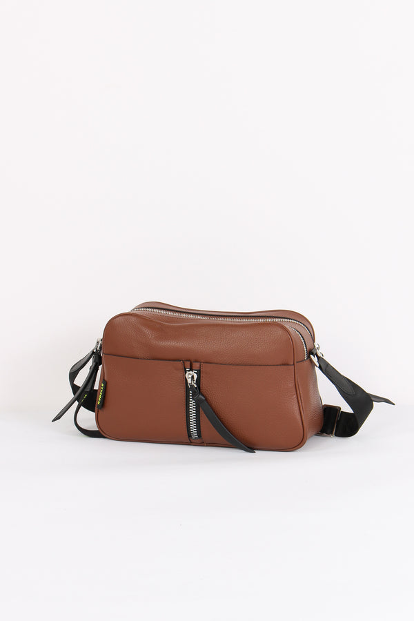 Alyssa Tracolla Doppia Zip Tas Chocolate-2