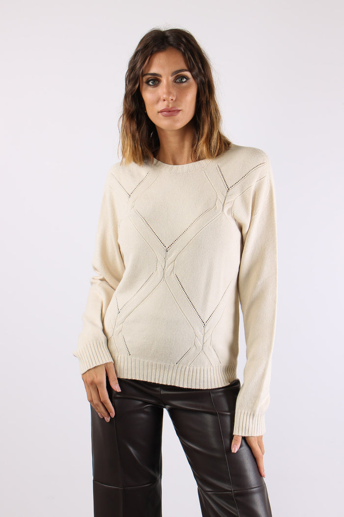 Maglia Viscosa Losanghe Panna-2