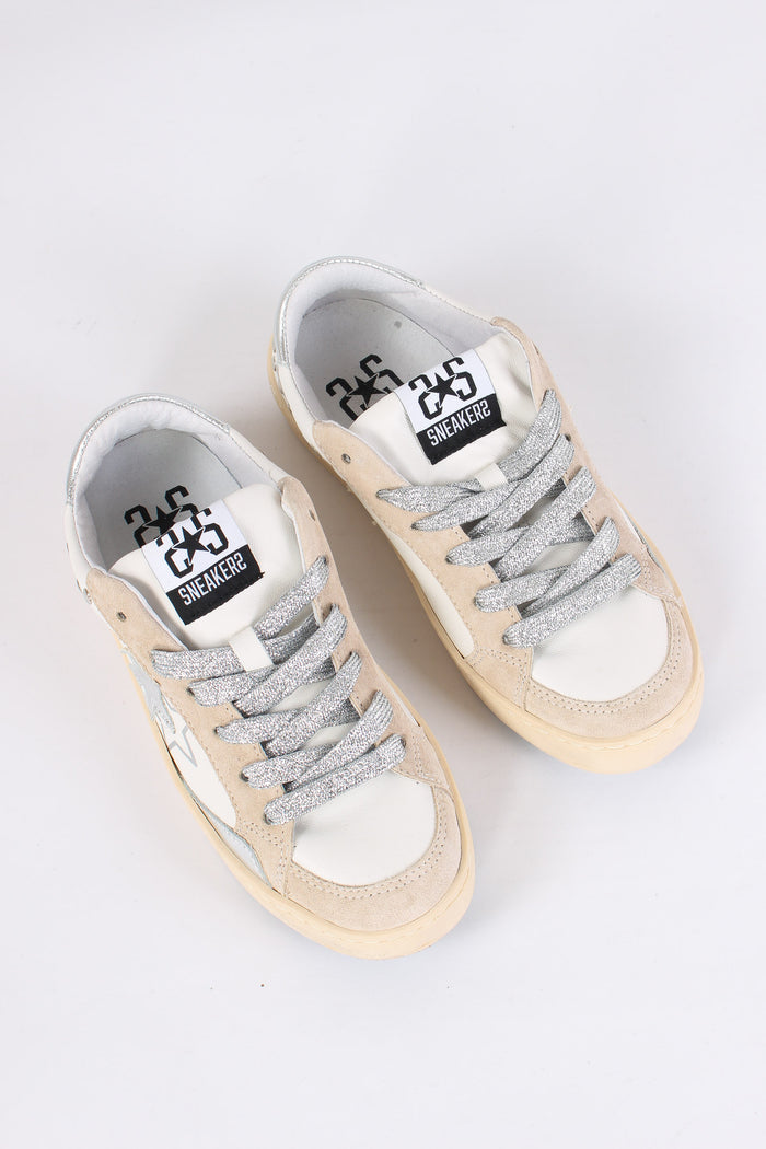 Sneakers Enjoy Star Borchie Bianco/argento-5