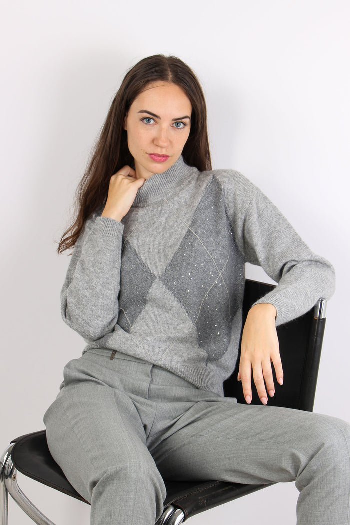 Maglia Collo Alto Rombi Grigio-2