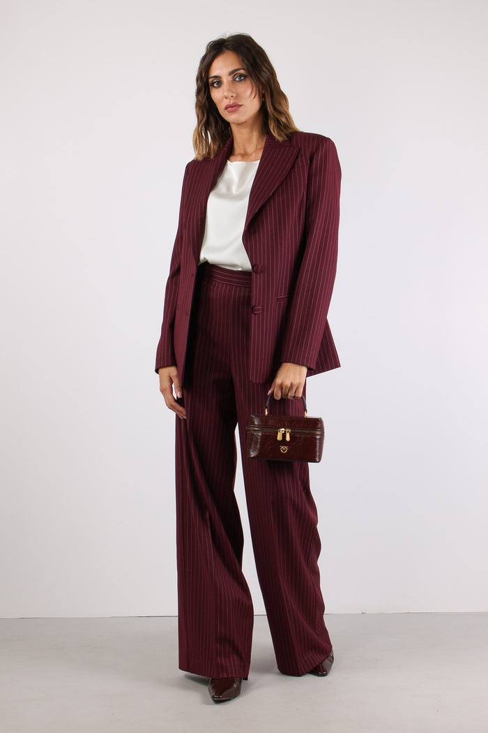 Pantalone Palazzo Gessato Bordeaux-5