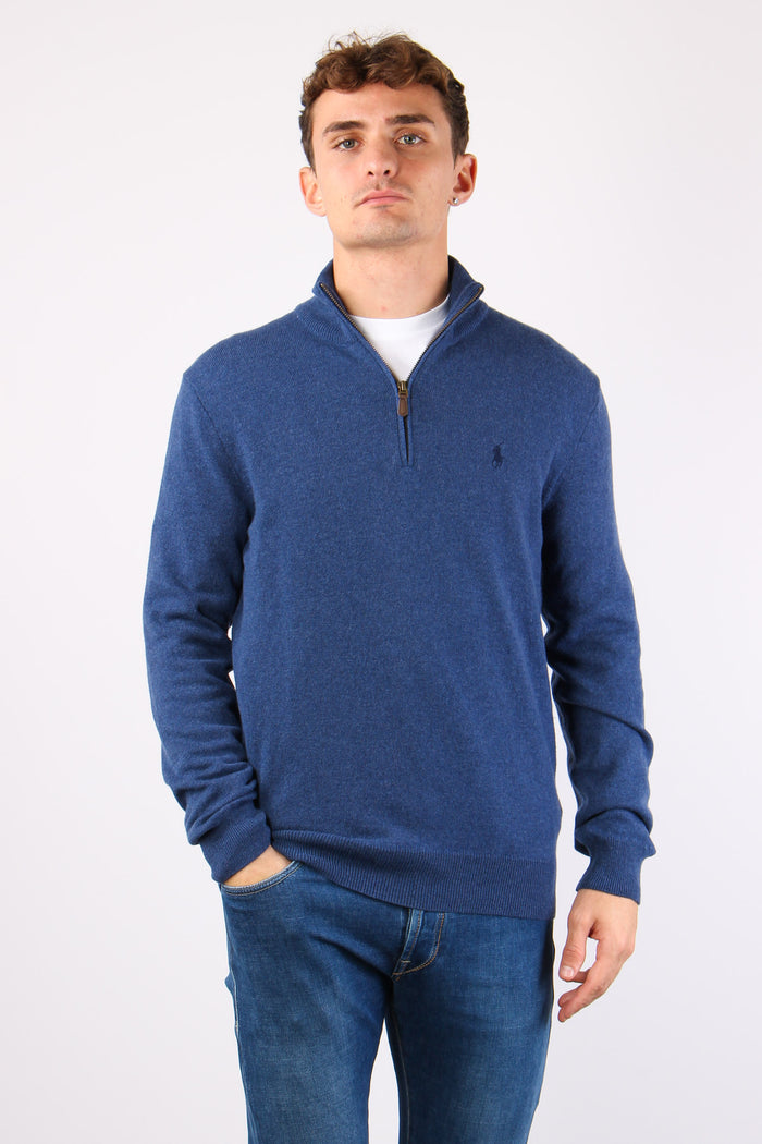 Pullover Mezza Zip Lana Rustic Navy-4