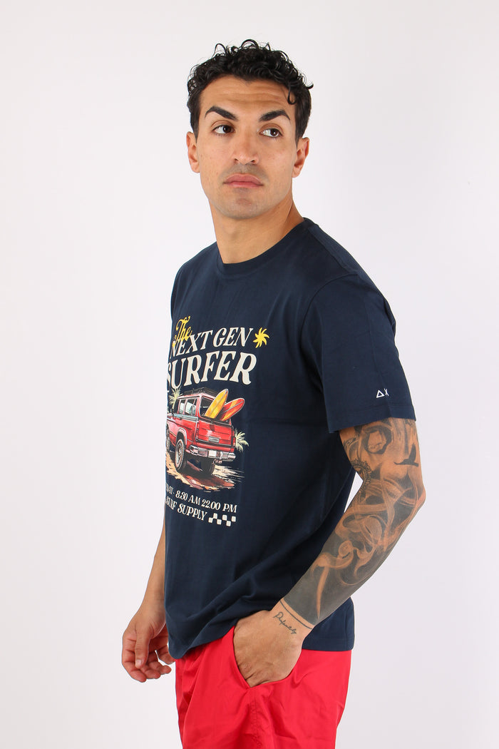 T-shirt Maxi Stampa Navy Blue-5