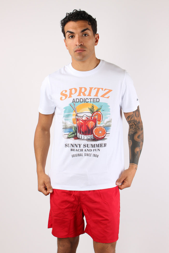 T-shirt Maxi Stampa Bianco/azzurro