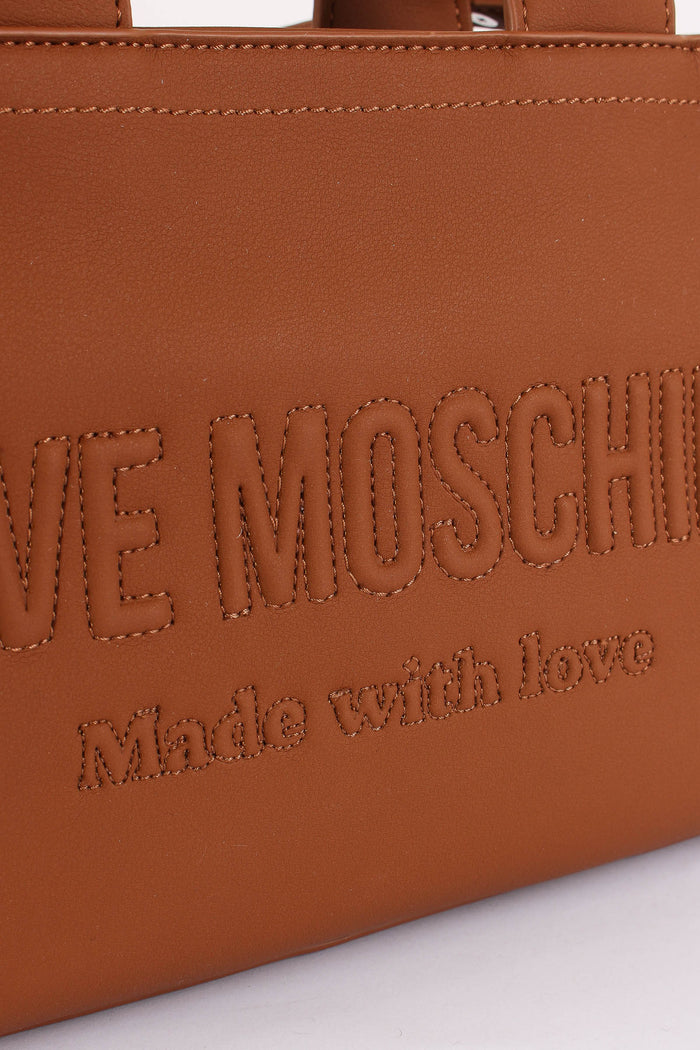 Mini Shopping Rigida Lettering Cuoio-7