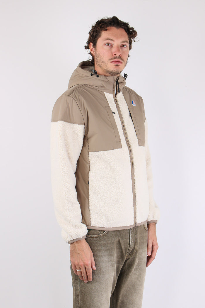 Giubbotto Cappuccio Inserto Teddy Beige/ecru-7