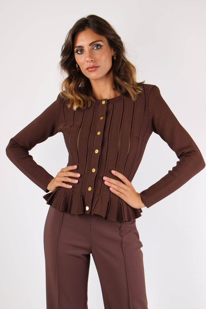 Cardigan Tricot Rouge Fondo Coffee-4