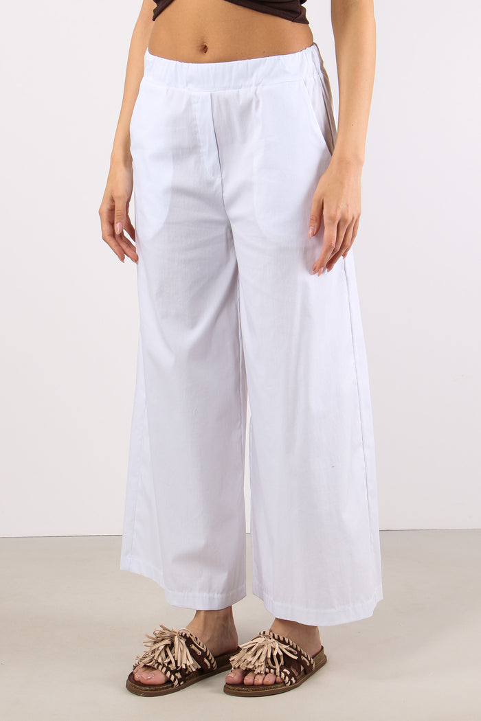 Pantalone Cropped Cotone Bianco-3