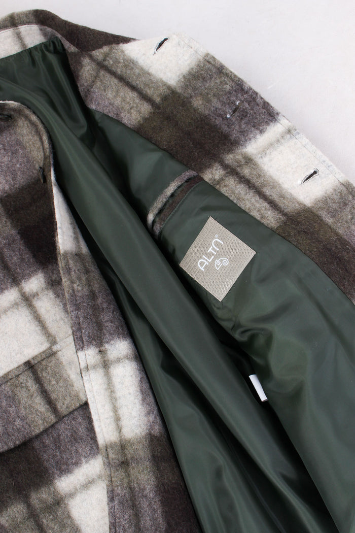 Coraggio Cappotto Lana Quadri Verde-8