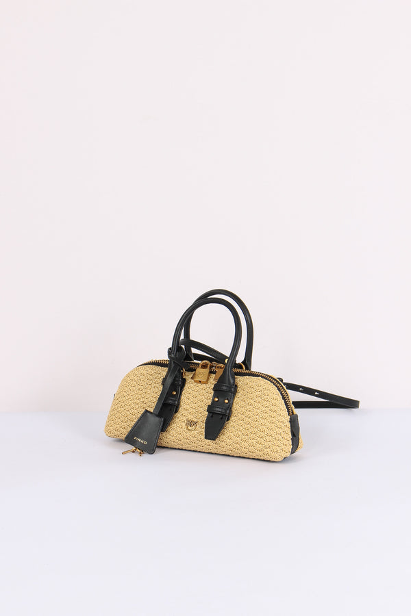 Bowling Bag Rafia Rafia/nero-2