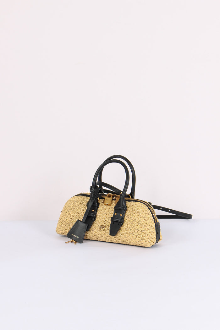Bowling Bag Rafia Rafia/nero-2
