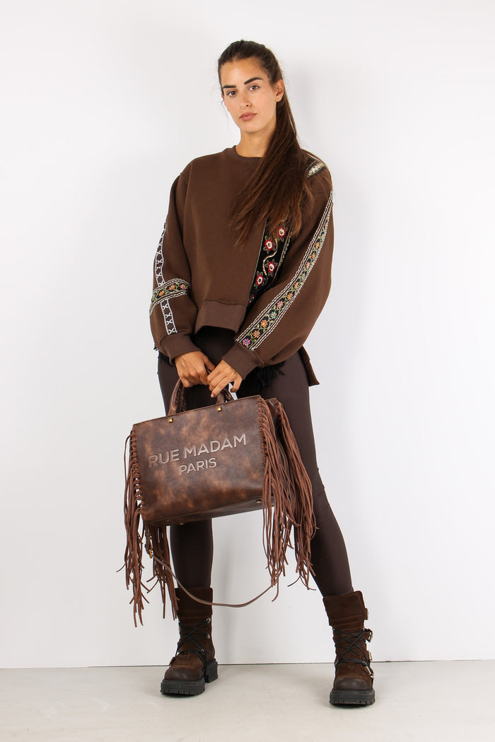 Felpa Girocollo Passamanneria Fondente