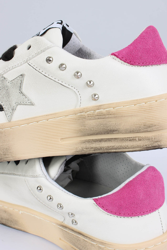 Sneakers Enjoy Star Borchie Bianco/fucsia-4