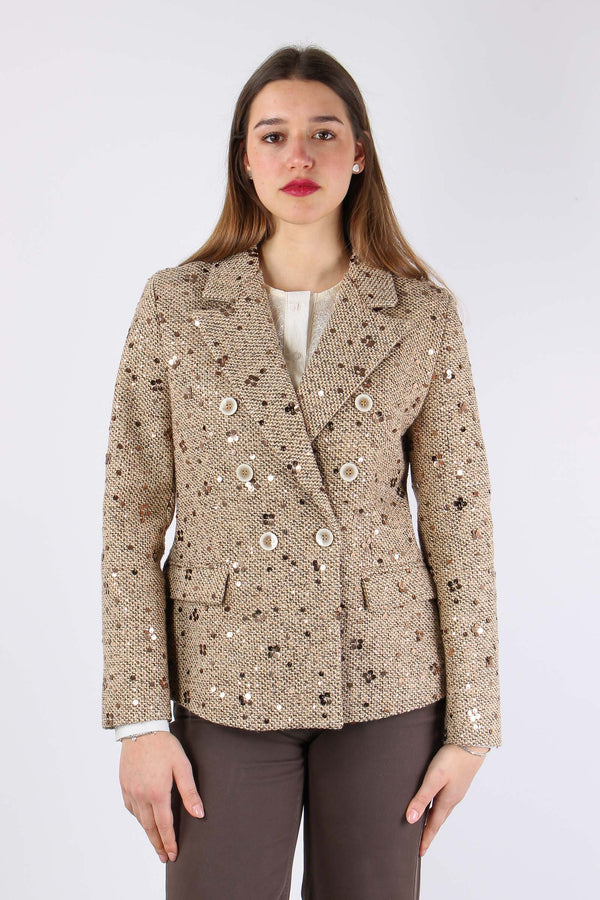 Giacca Doppiopetto Paillettes Caffe-2