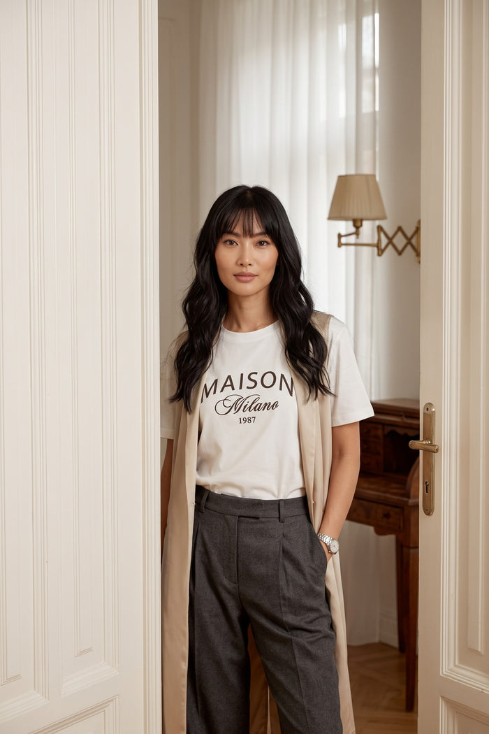 T-shirt Maison Milano Floccata Panna