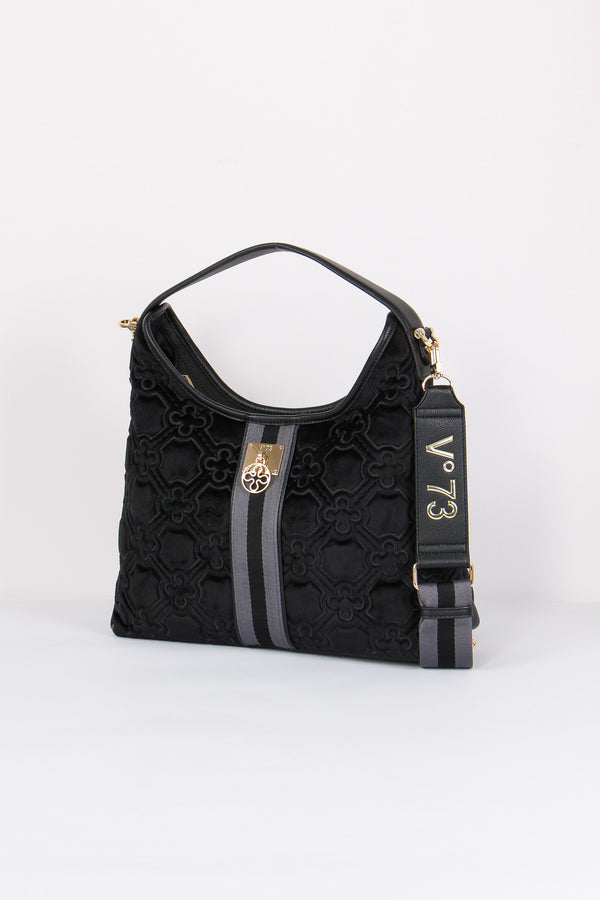 Cate Hobo Velluto Jacquard Nero/grigio-2