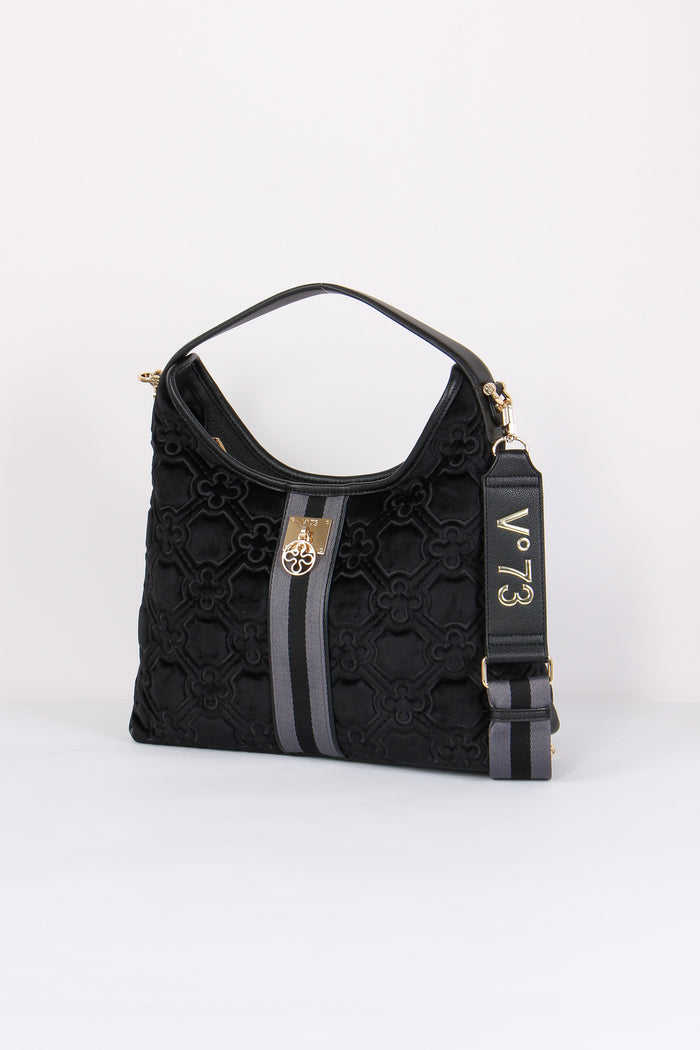 Cate Hobo Velluto Jacquard Nero/grigio-2